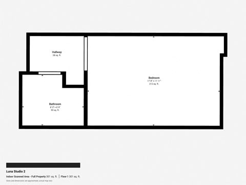 Floor plan for studio, 1 bath, 310 sqft